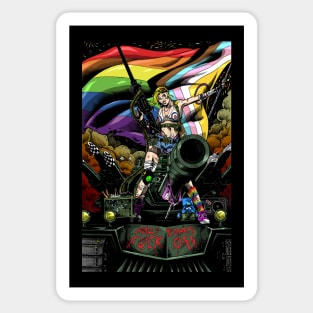 Tank Girl pride flag anarchist gay lesbian trans bisexual Sticker